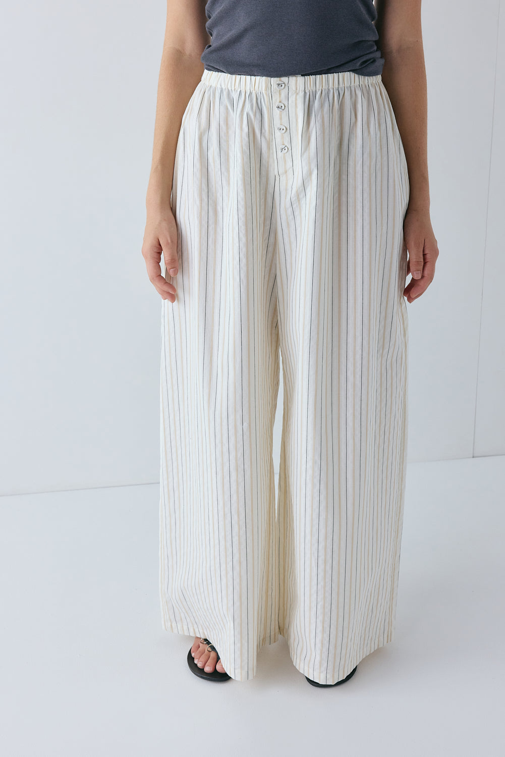 Drew Pants Cream Stripe | VRG GRL US