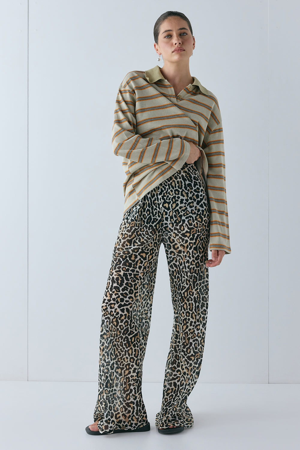 Remi Sheer Pants Leopard | VRG GRL online