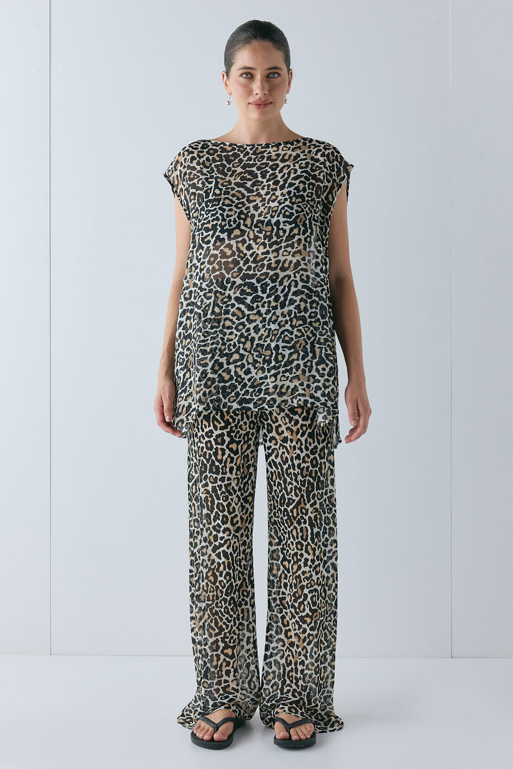 Remi Sheer Pants Leopard | VRG GRL online