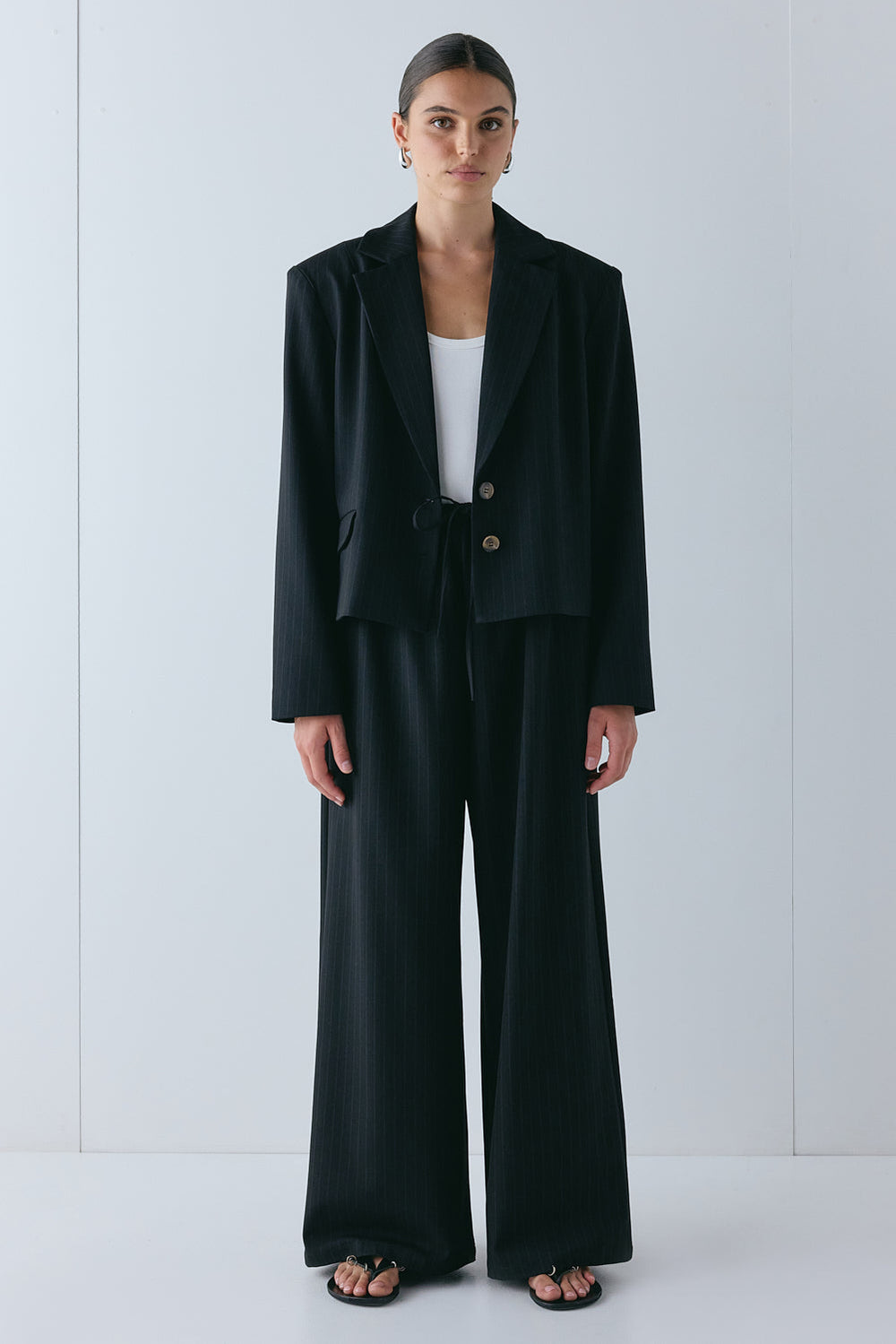 Raya Pants Black Pinstripe | VRG GRL sale