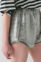 Wyatt Sequin Shorts Slate | VRG GRL on sale