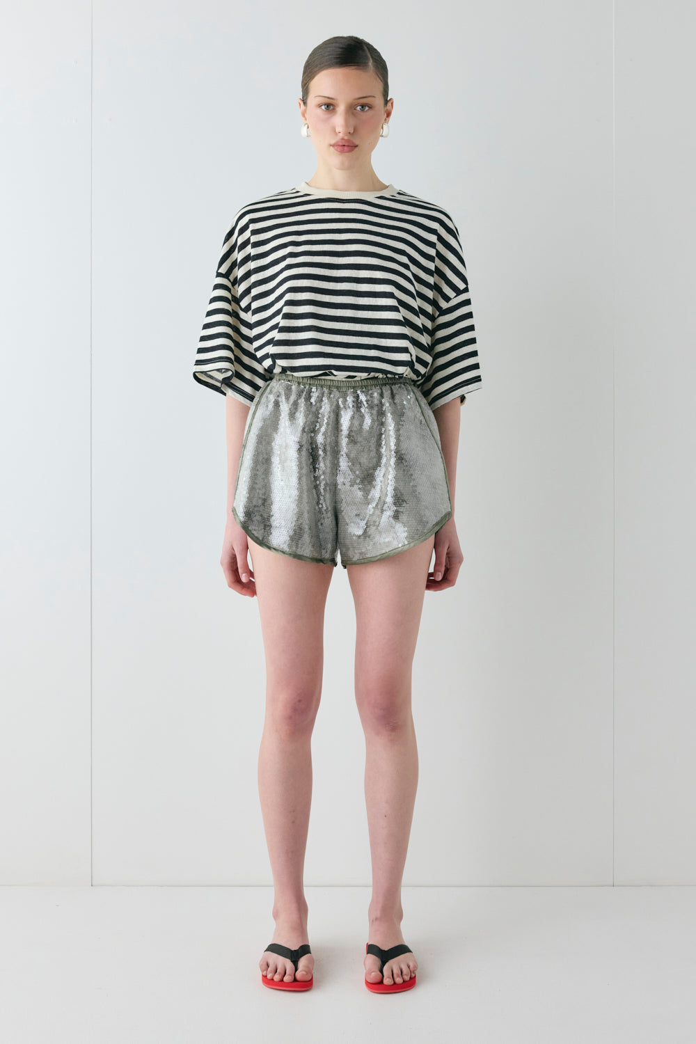 Wyatt Sequin Shorts Slate | VRG GRL on sale