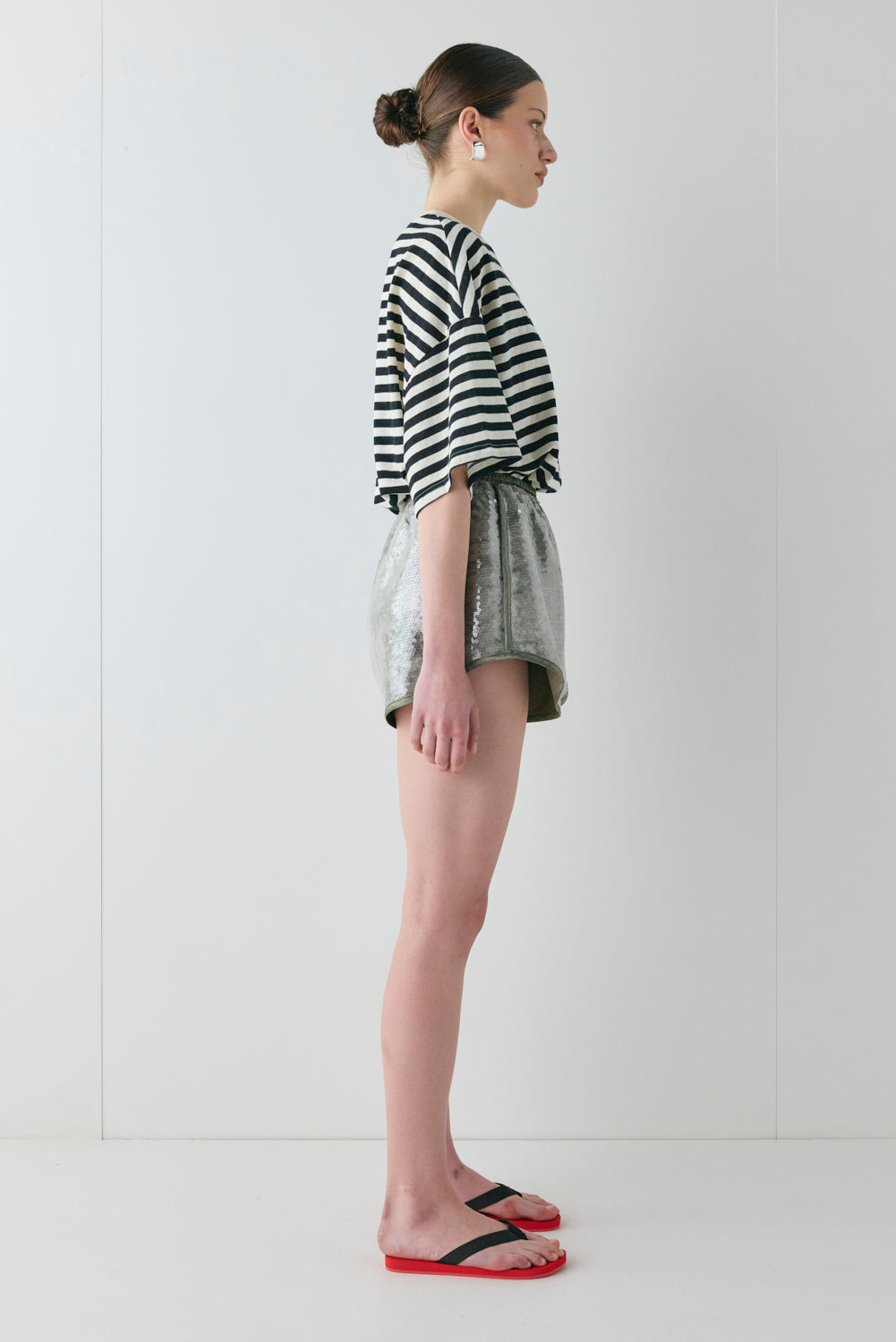 Wyatt Sequin Shorts Slate | VRG GRL on sale