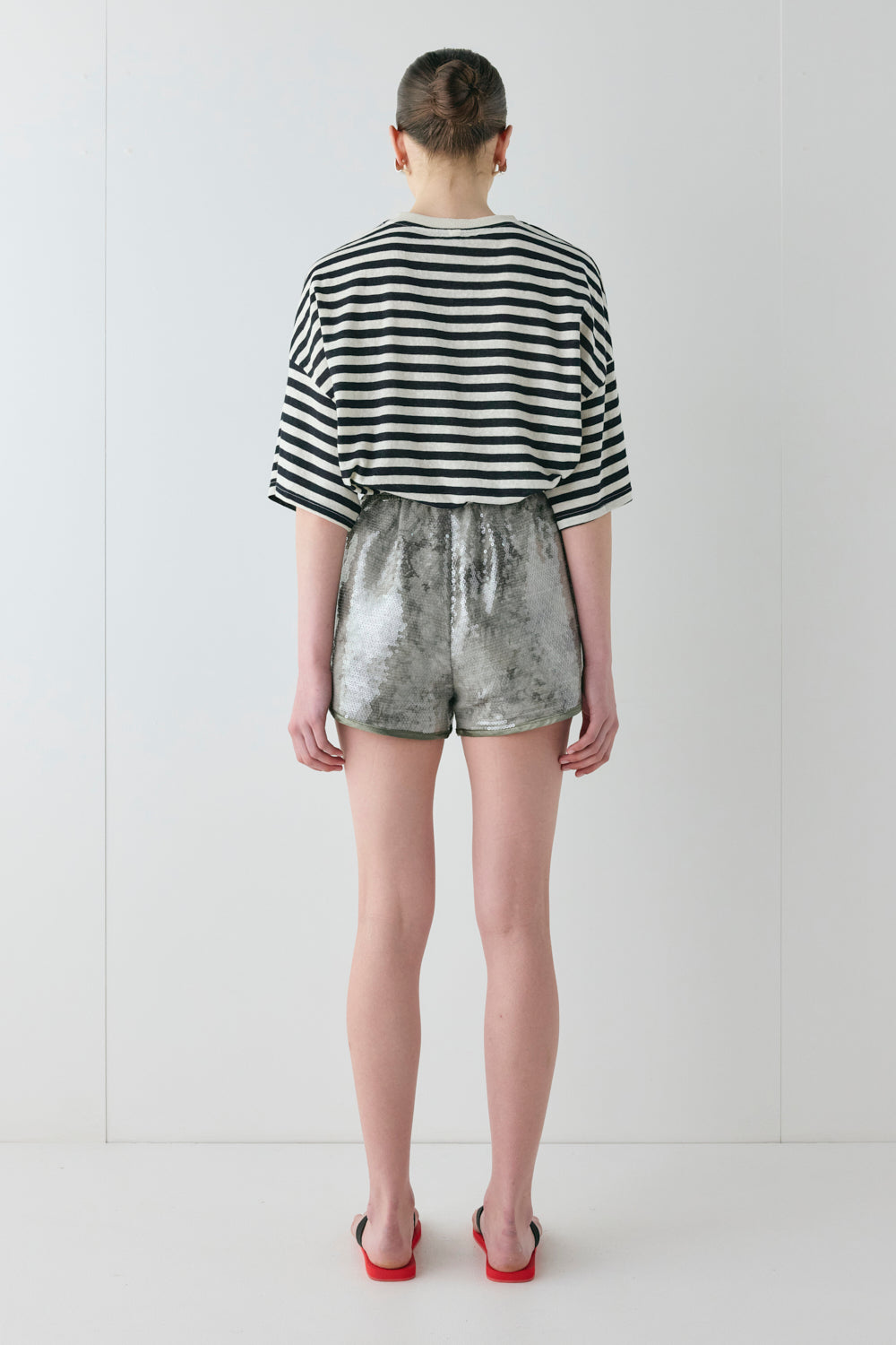 Wyatt Sequin Shorts Slate | VRG GRL on sale