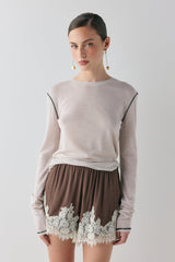Monikh Lace Shorts Chocolate | VRG GRL US