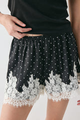 Monikh Satin Lace Shorts Polka Dot | VRG GRL sale