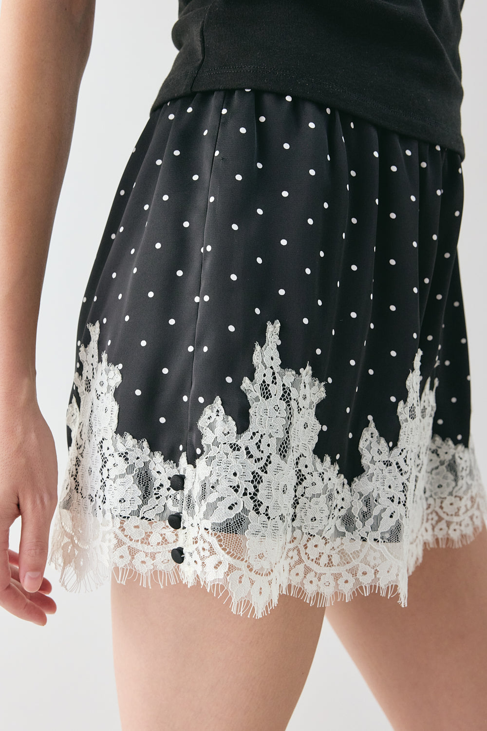 Monikh Satin Lace Shorts Polka Dot | VRG GRL sale