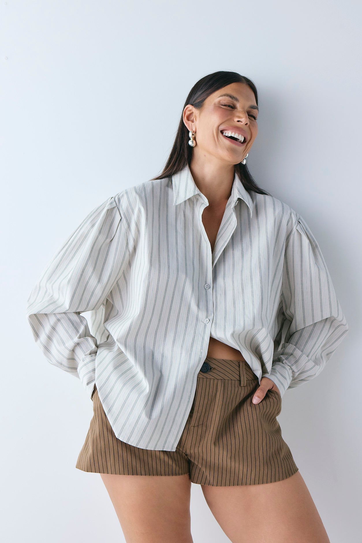 Salome Shorts Brown Stripe | VRG GRL for sale