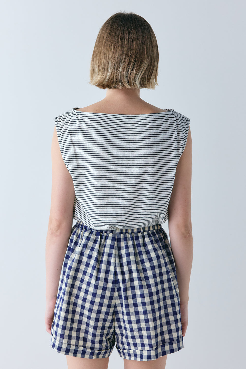 Freda Shorts Navy Check | VRG GRL on sale