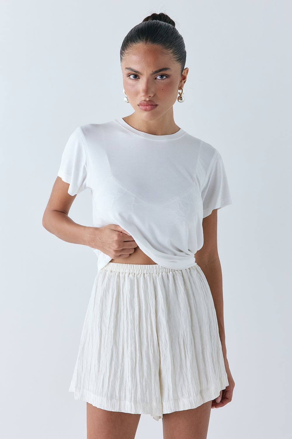 Annika Shorts Crinkle Cream | VRG GRL discount