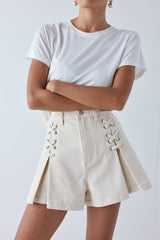 Mira Denim Shorts Cream | VRG GRL online
