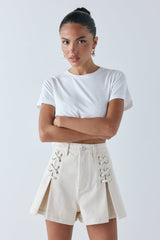 Mira Denim Shorts Cream | VRG GRL online