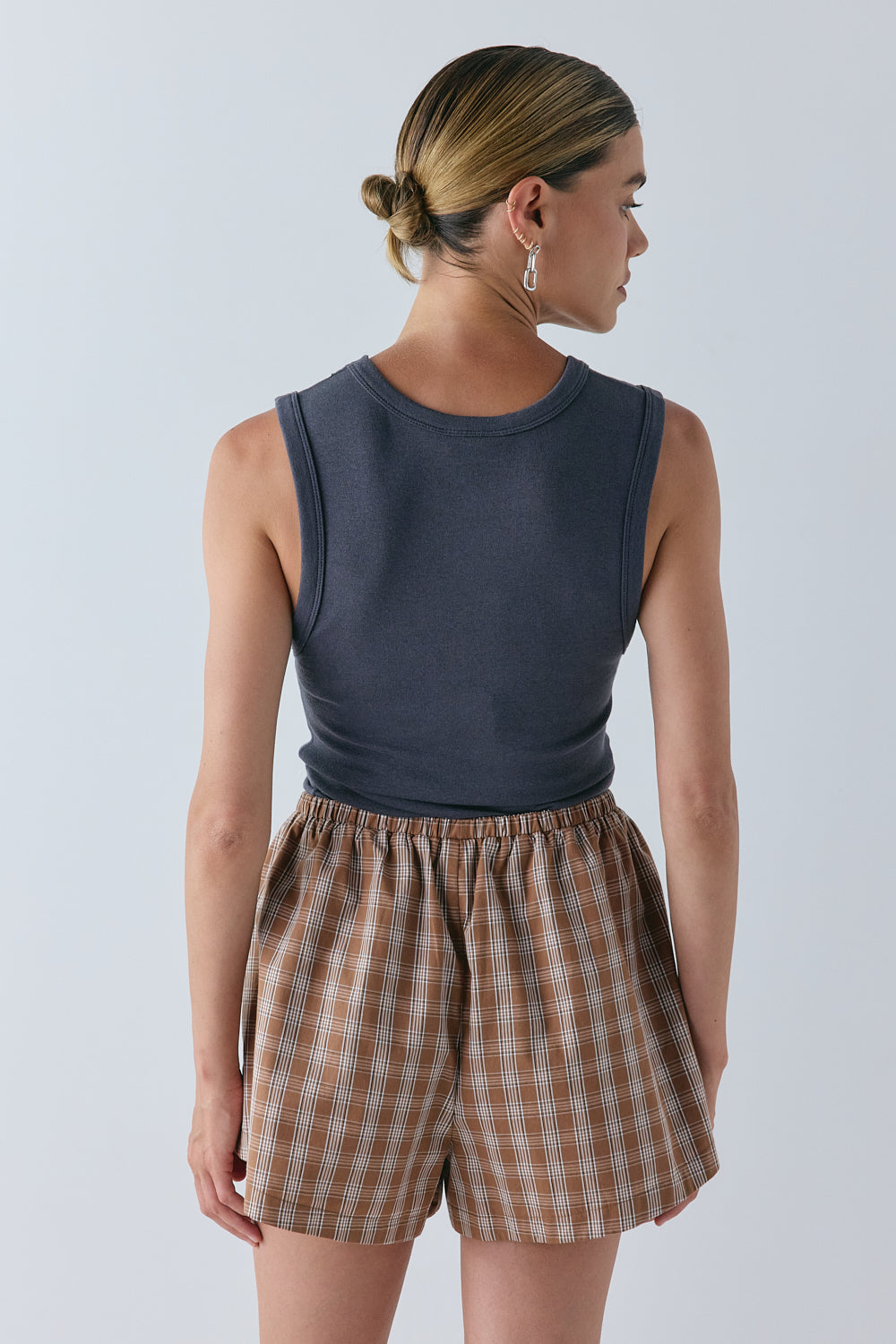 Helena Shorts Brown Check | VRG GRL for sale