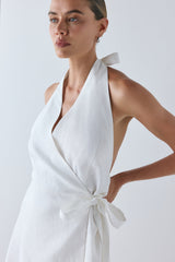 Lo Linen Mini Dress White | VRG GRL on sale