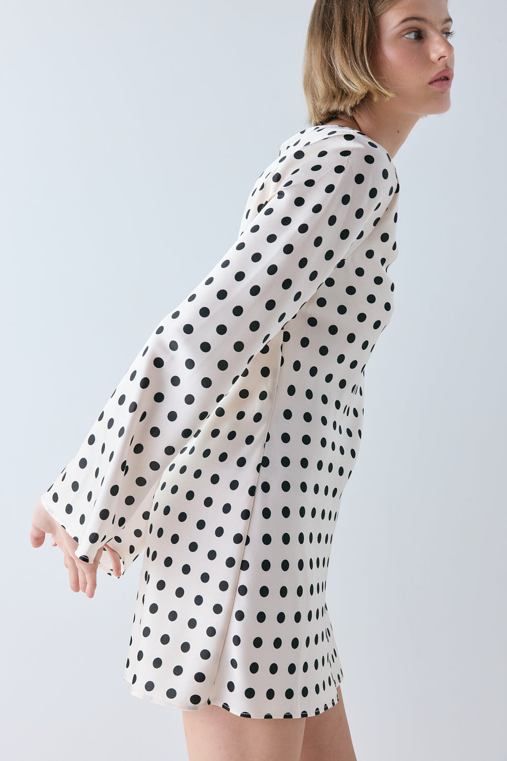 Paris Satin Mini Dress Polka Dot | VRG GRL US