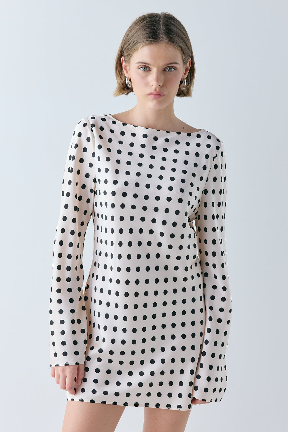 Paris Satin Mini Dress Polka Dot | VRG GRL US