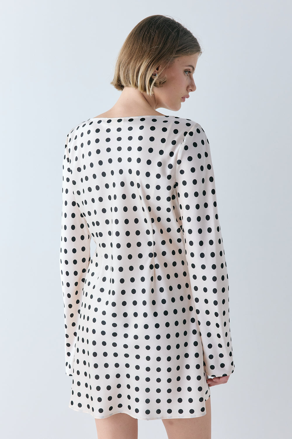 Paris Satin Mini Dress Polka Dot | VRG GRL US