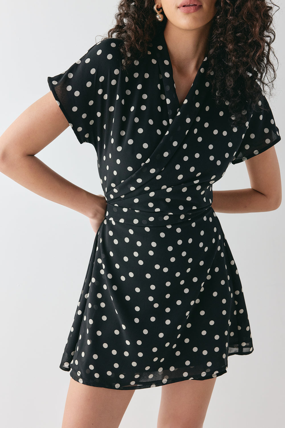 Salma Wrap Mini Dress Polka Dot | VRG GRL online