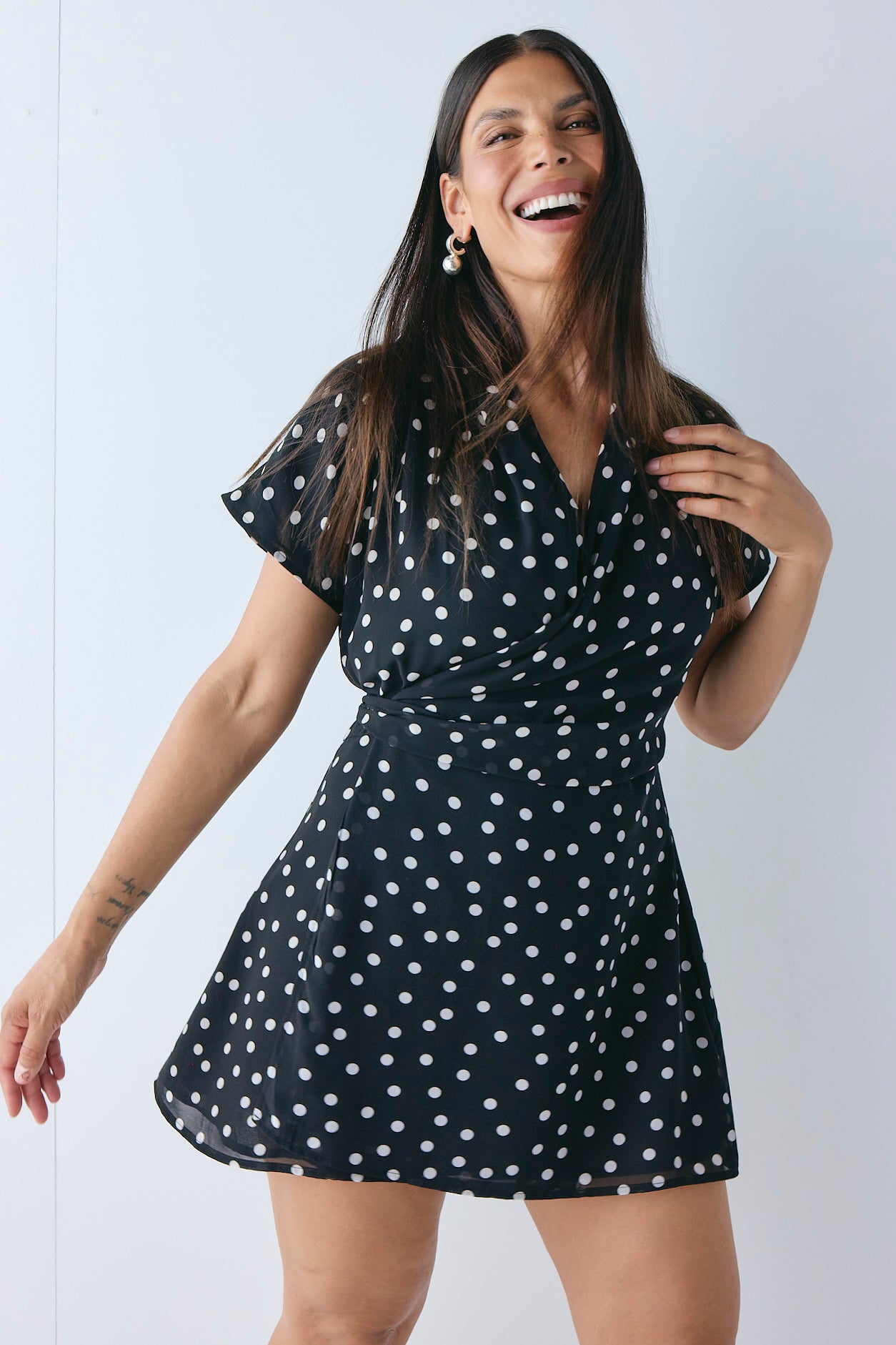 Salma Wrap Mini Dress Polka Dot | VRG GRL online
