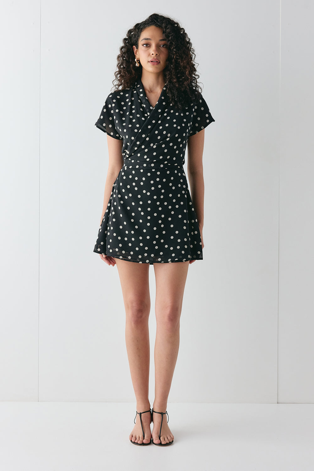 Salma Wrap Mini Dress Polka Dot | VRG GRL online