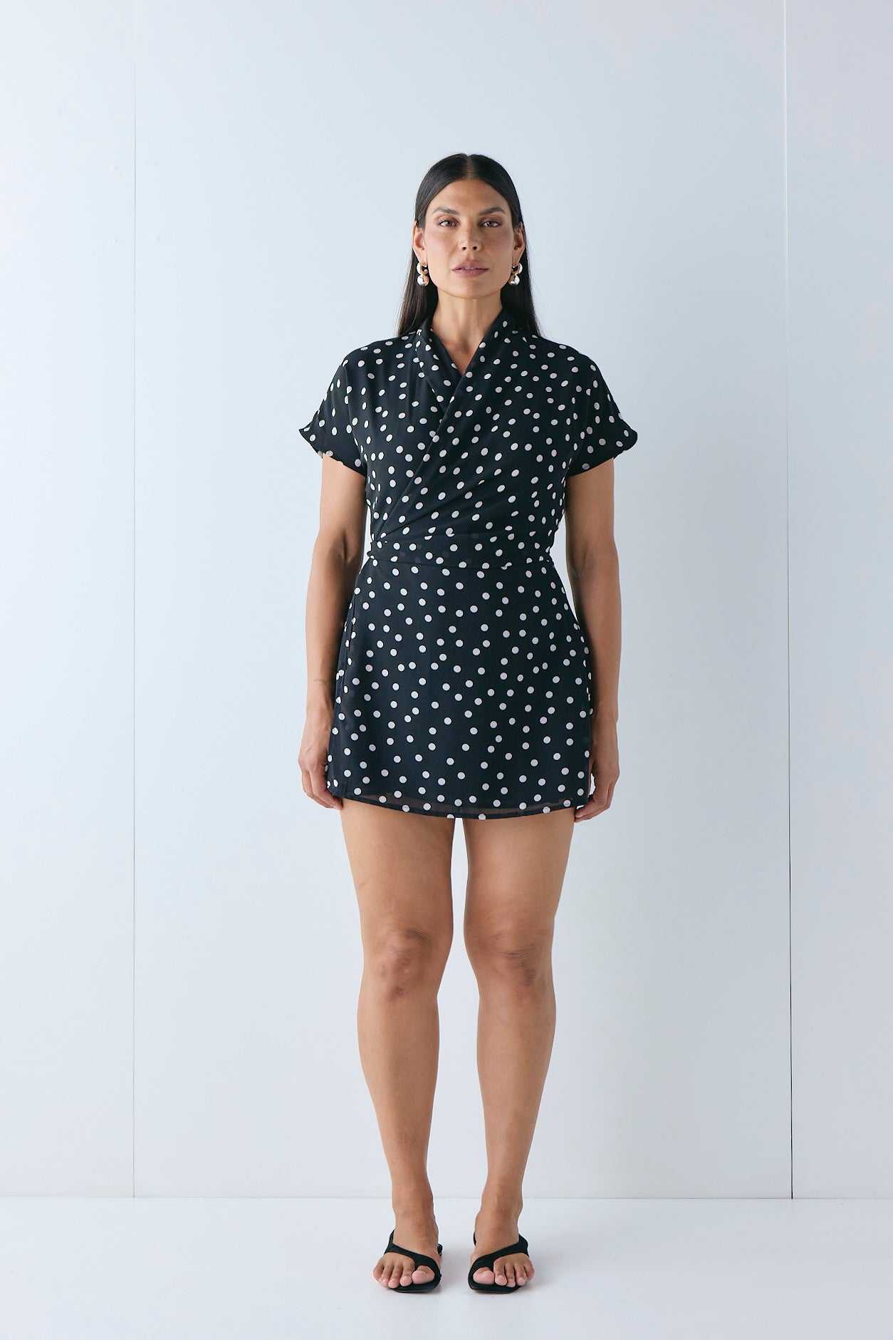 Salma Wrap Mini Dress Polka Dot | VRG GRL online