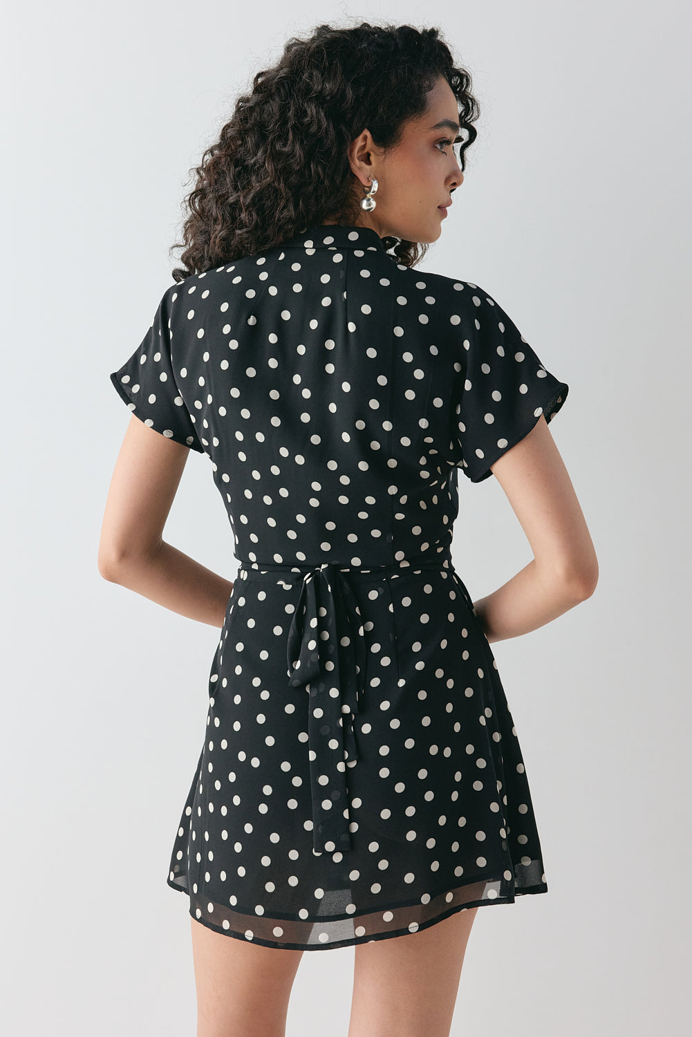 Salma Wrap Mini Dress Polka Dot | VRG GRL online