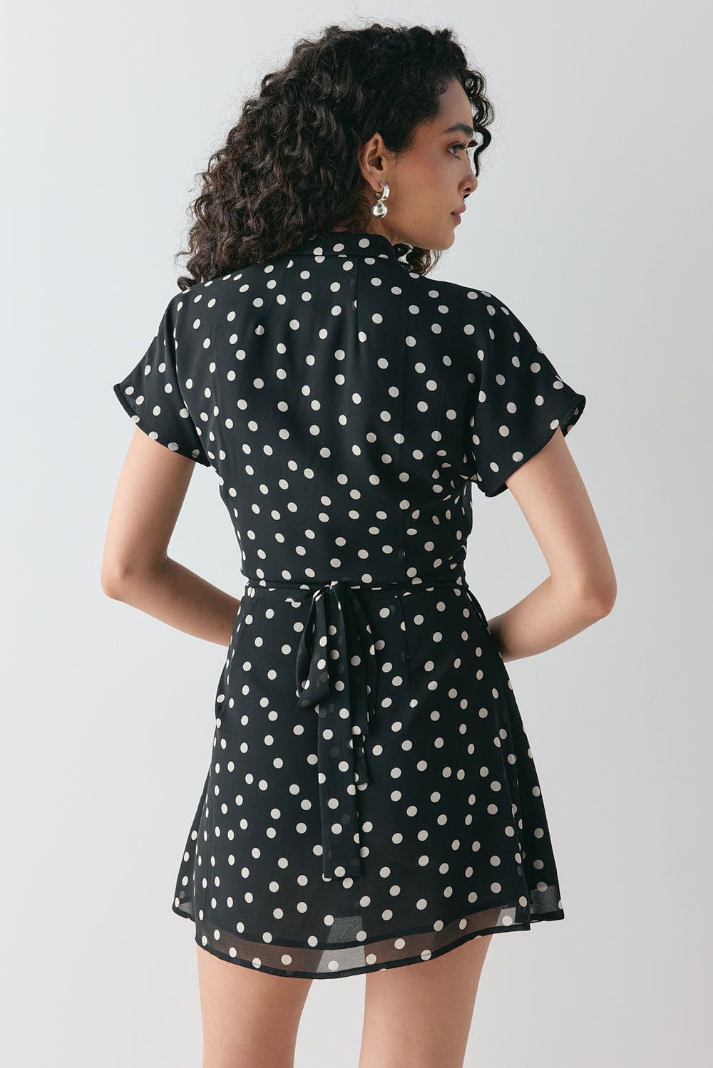 Salma Wrap Mini Dress Polka Dot | VRG GRL online