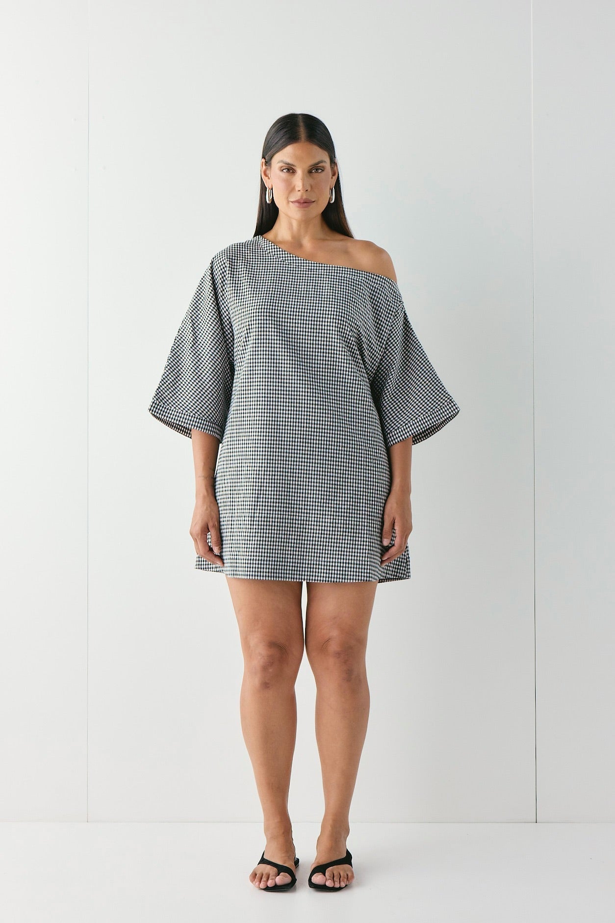 Mara Mini Dress Black Check | VRG GRL sale