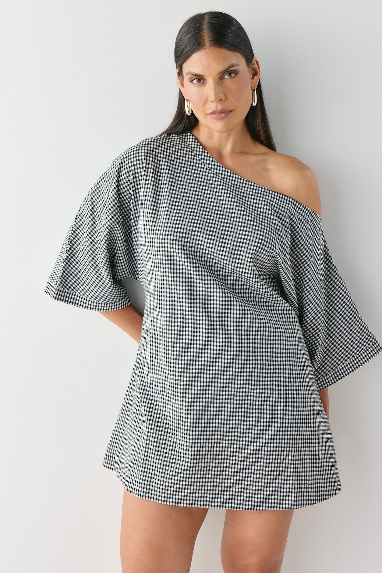 Mara Mini Dress Black Check | VRG GRL sale