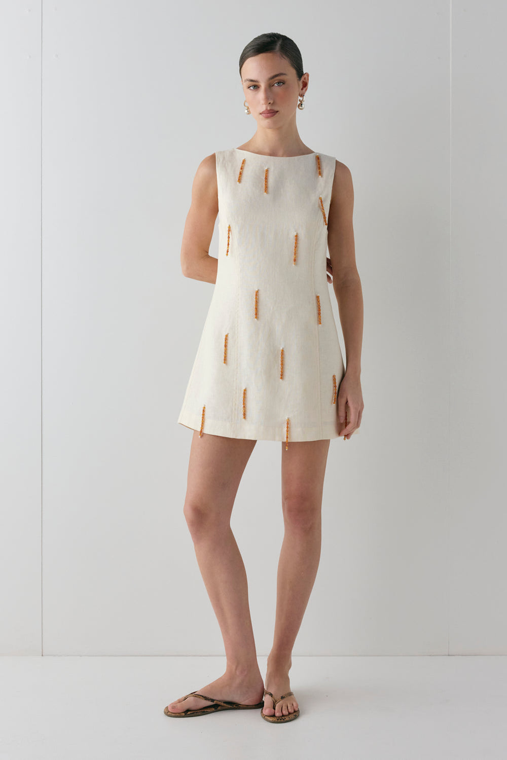 Anisa Linen Mini Dress Cream | VRG GRL discount