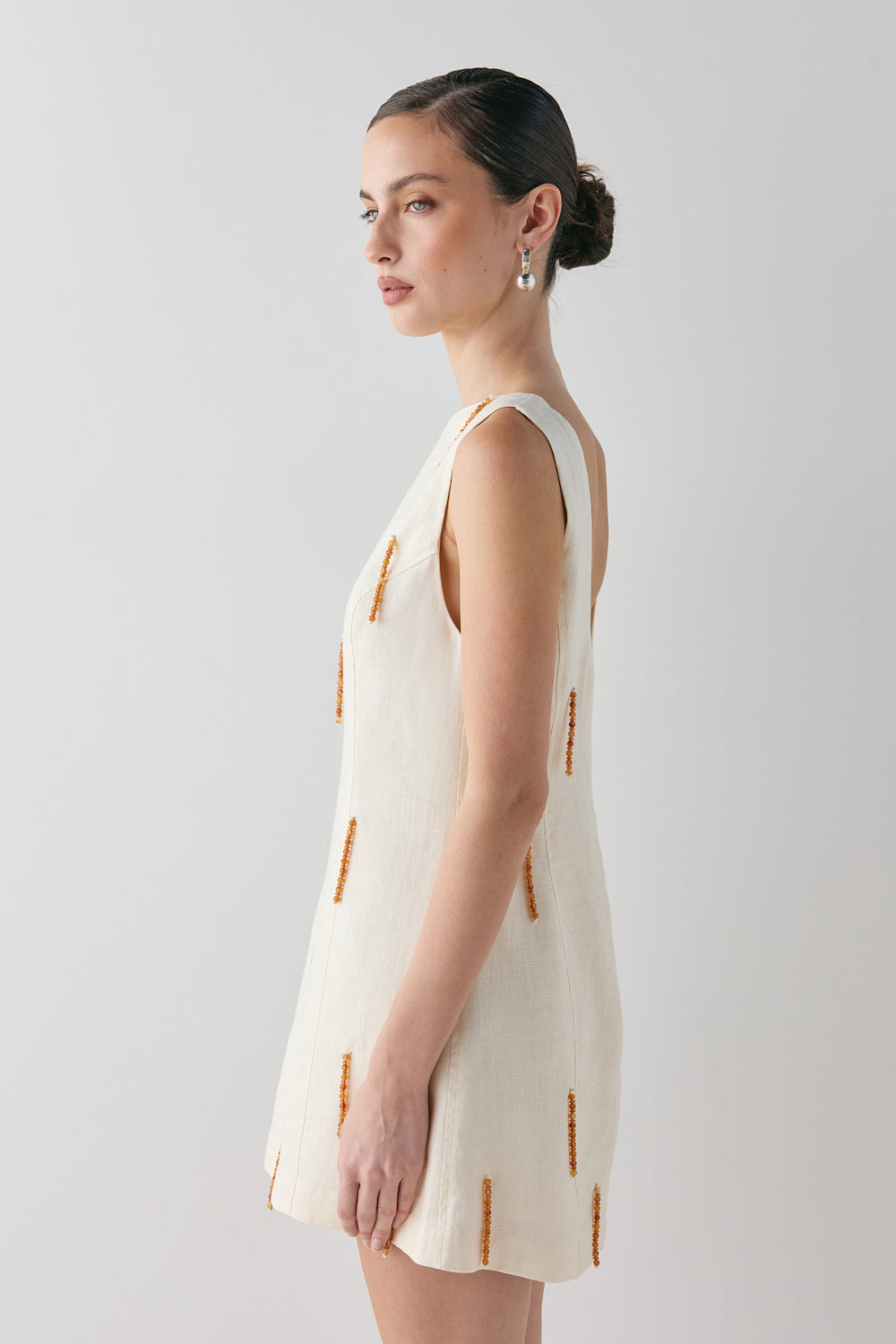 Anisa Linen Mini Dress Cream | VRG GRL discount