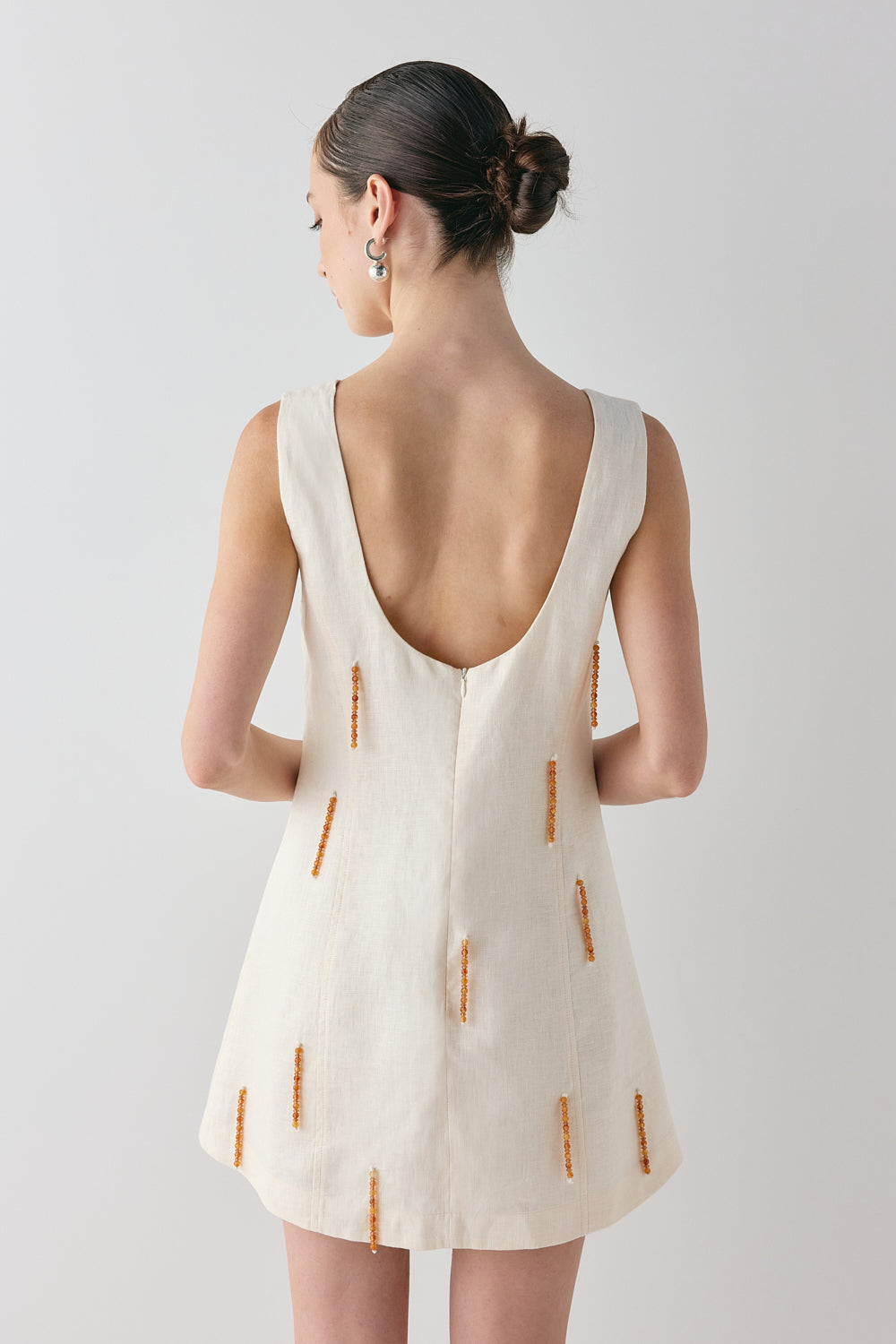 Anisa Linen Mini Dress Cream | VRG GRL discount