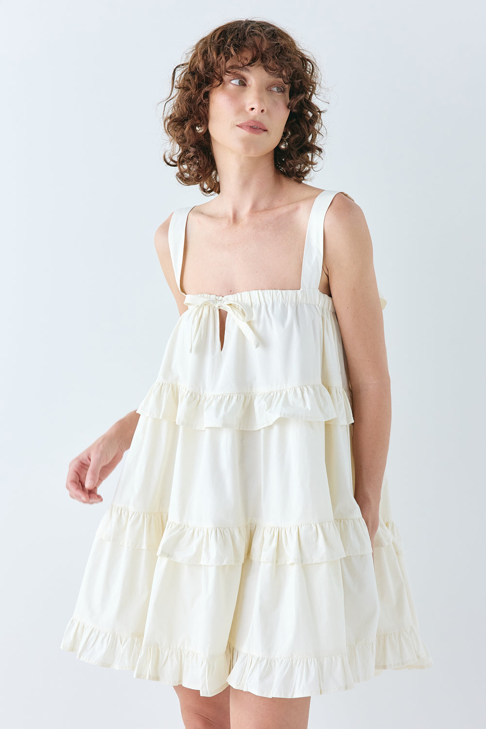 Lila Mini Dress Cream | VRG GRL online