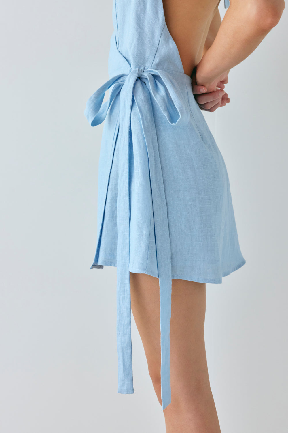 Lo Linen Mini Dress Sky | VRG GRL sale