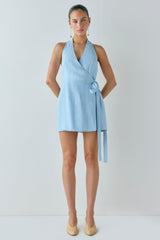 Lo Linen Mini Dress Sky | VRG GRL sale