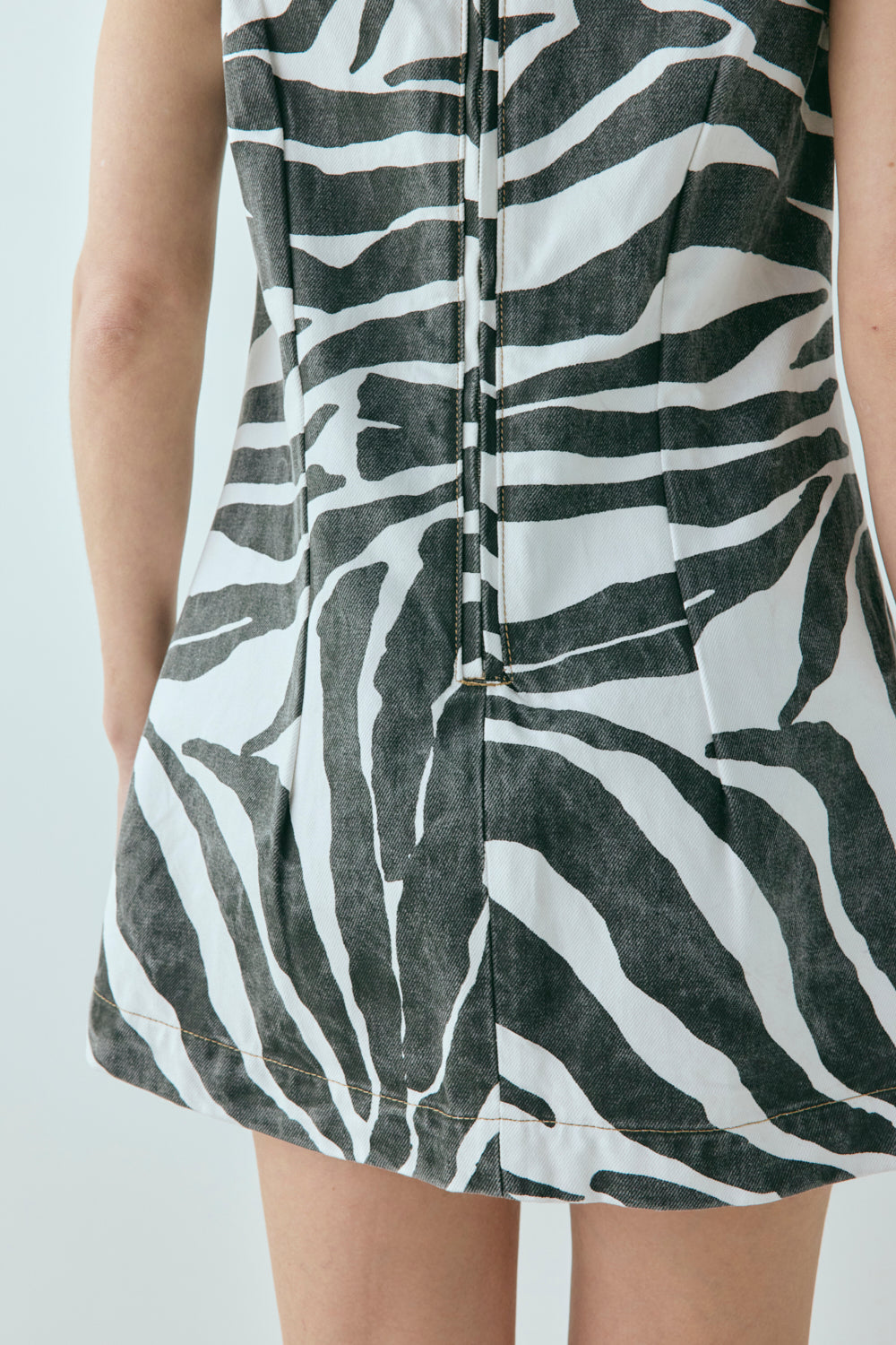 Lolita Denim Mini Dress Zebra | VRG GRL on sale