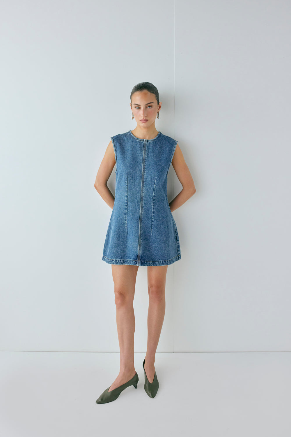 Lolita Denim Mini Dress Blue | VRG GRL US