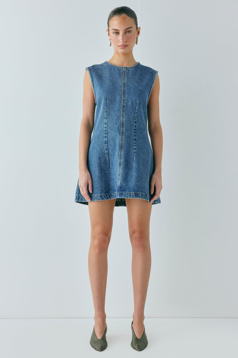 Lolita Denim Mini Dress Blue | VRG GRL US