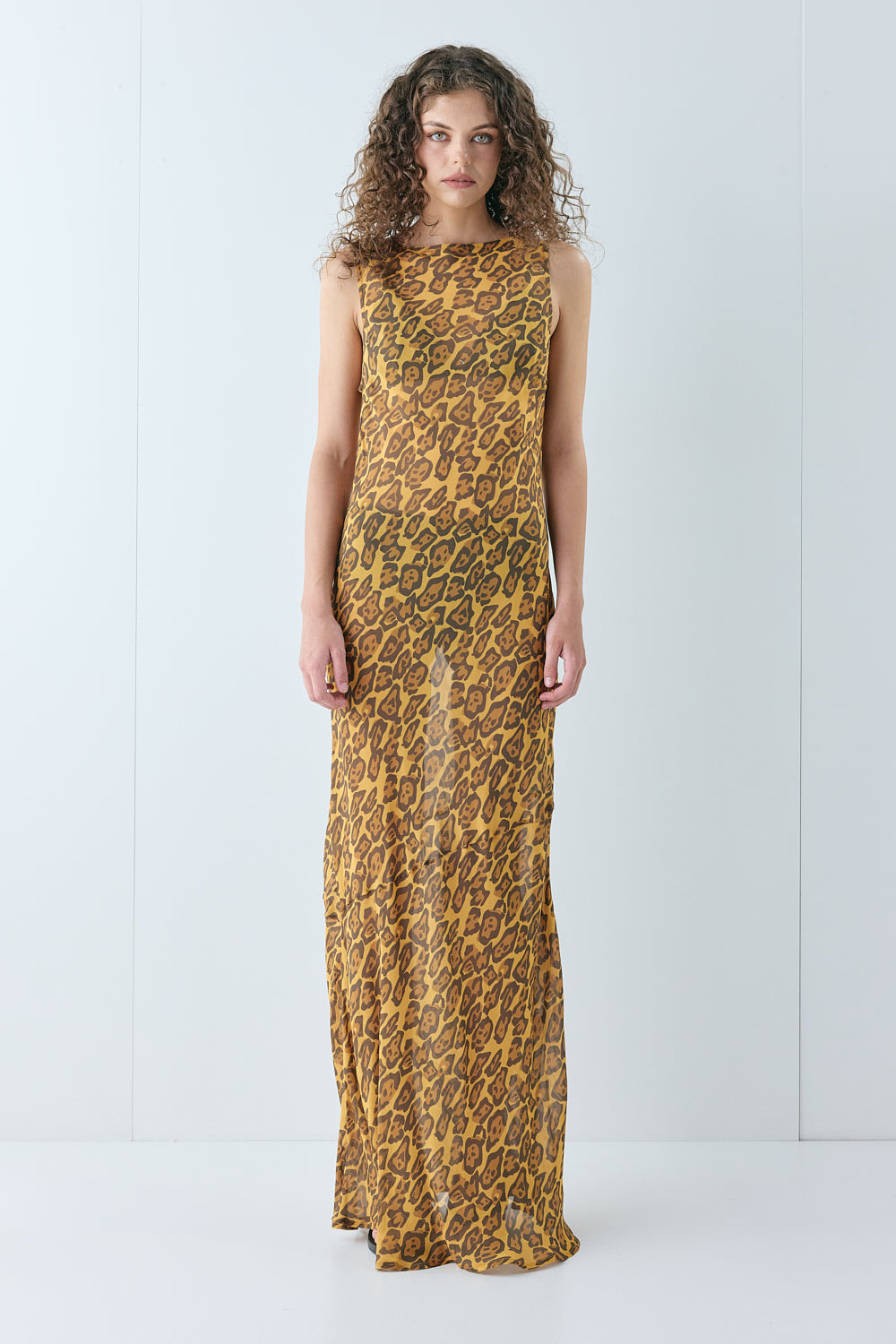 Cecelia Sheer Maxi Dress Leopard | VRG GRL online