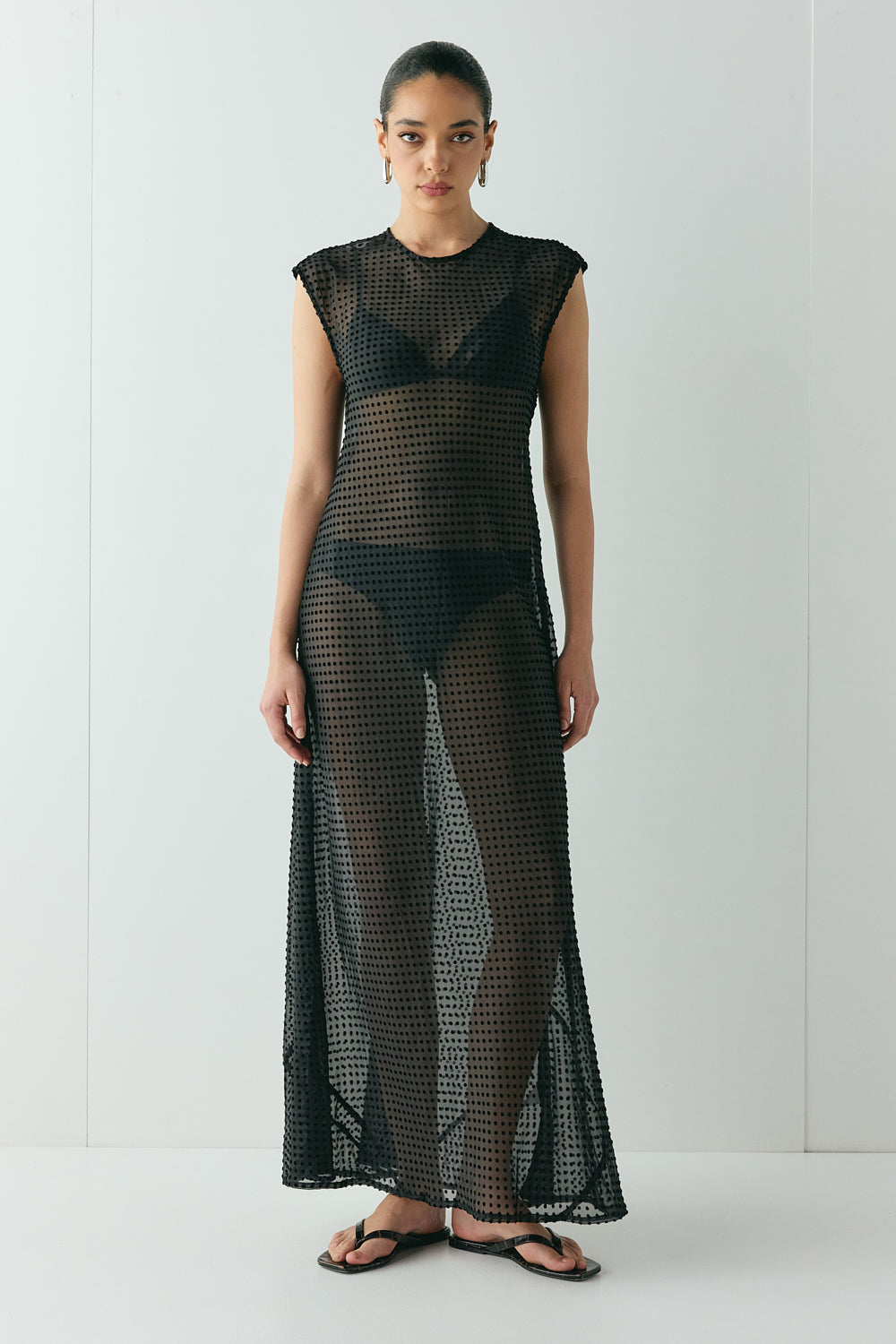 Grace Sheer Maxi Dress Black | VRG GRL sale