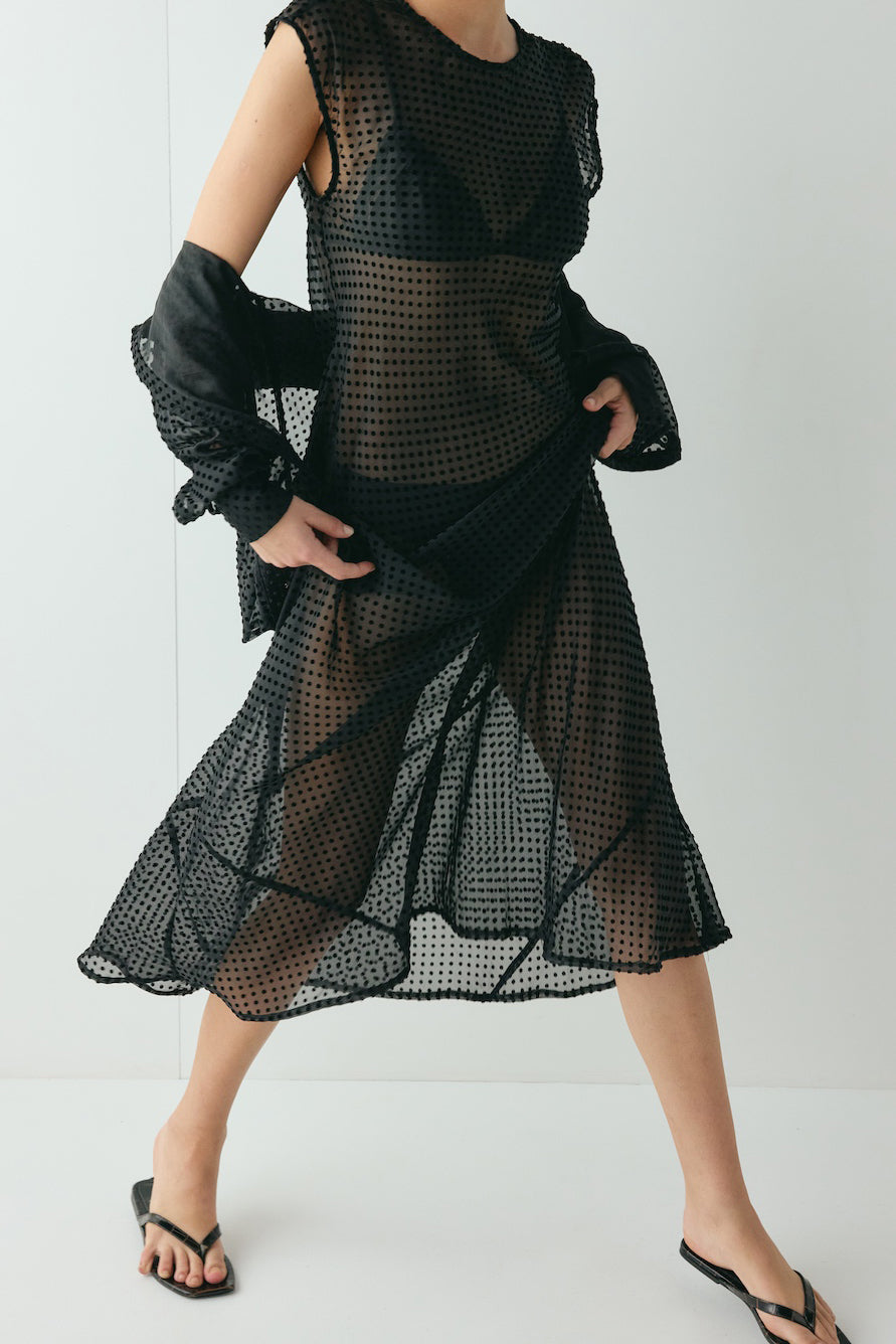 Grace Sheer Maxi Dress Black | VRG GRL sale