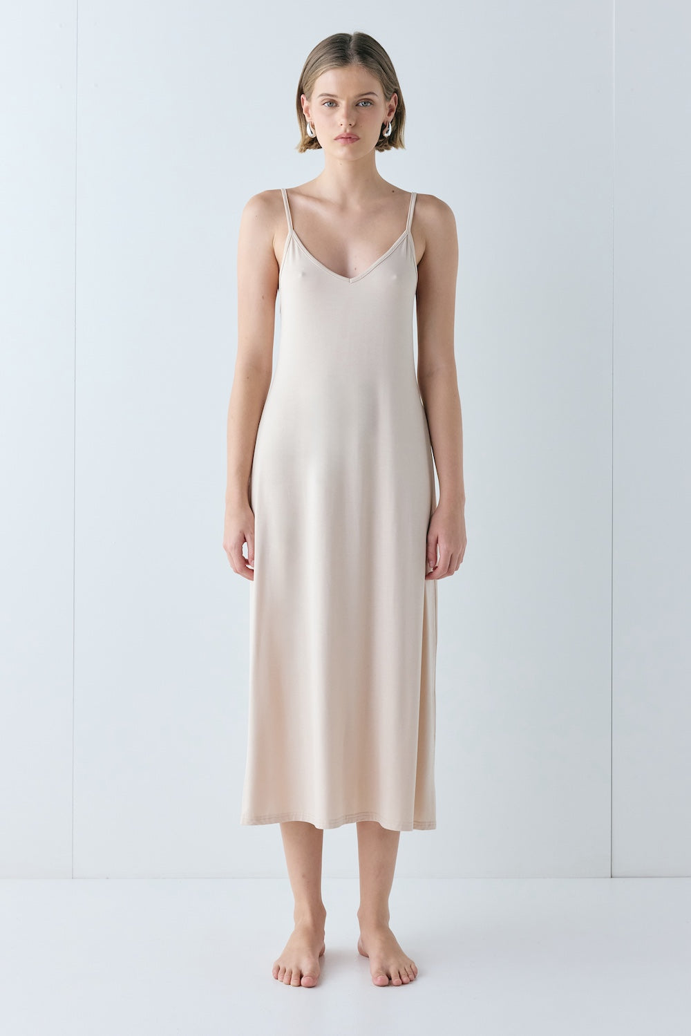 Carrie Midi Slip Dress Nude | VRG GRL for sale