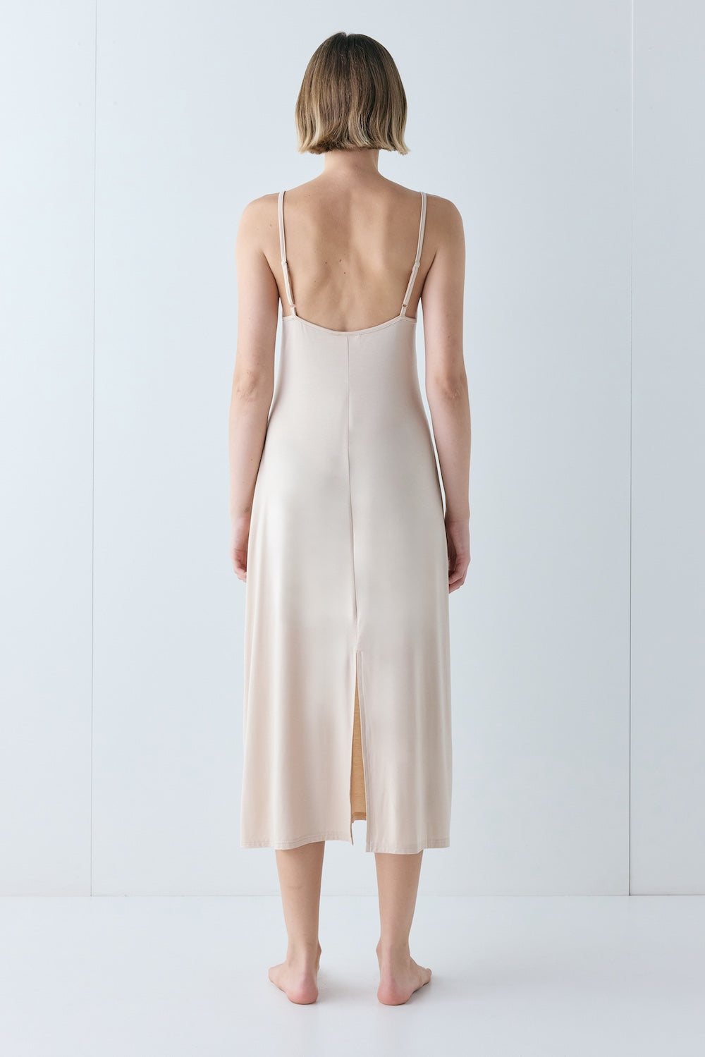 Carrie Midi Slip Dress Nude | VRG GRL for sale