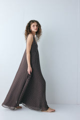 Maeve Maxi Dress Chocolate Polka Dot | VRG GRL US