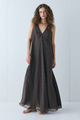 Maeve Maxi Dress Chocolate Polka Dot | VRG GRL US