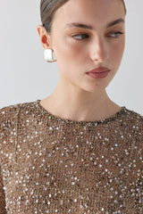 Ivette Sequin Midi Dress Mocha | VRG GRL near me