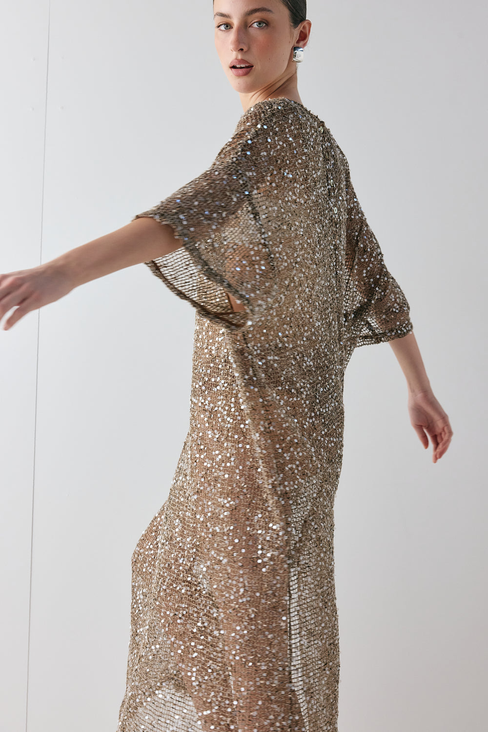 Ivette Sequin Midi Dress Mocha | VRG GRL near me