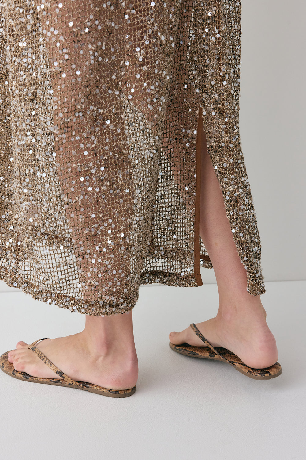 Ivette Sequin Midi Dress Mocha | VRG GRL near me