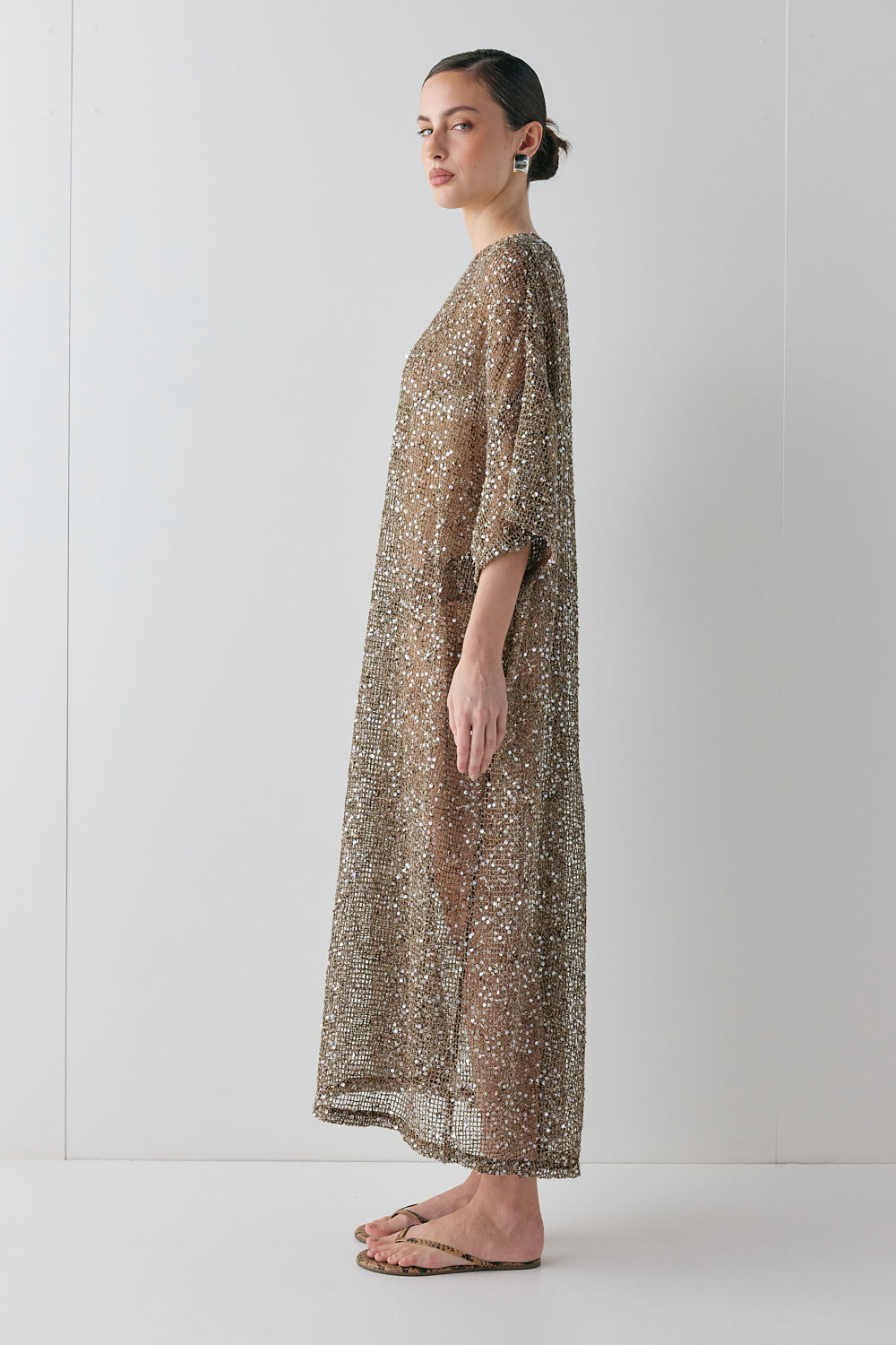 Ivette Sequin Midi Dress Mocha | VRG GRL near me