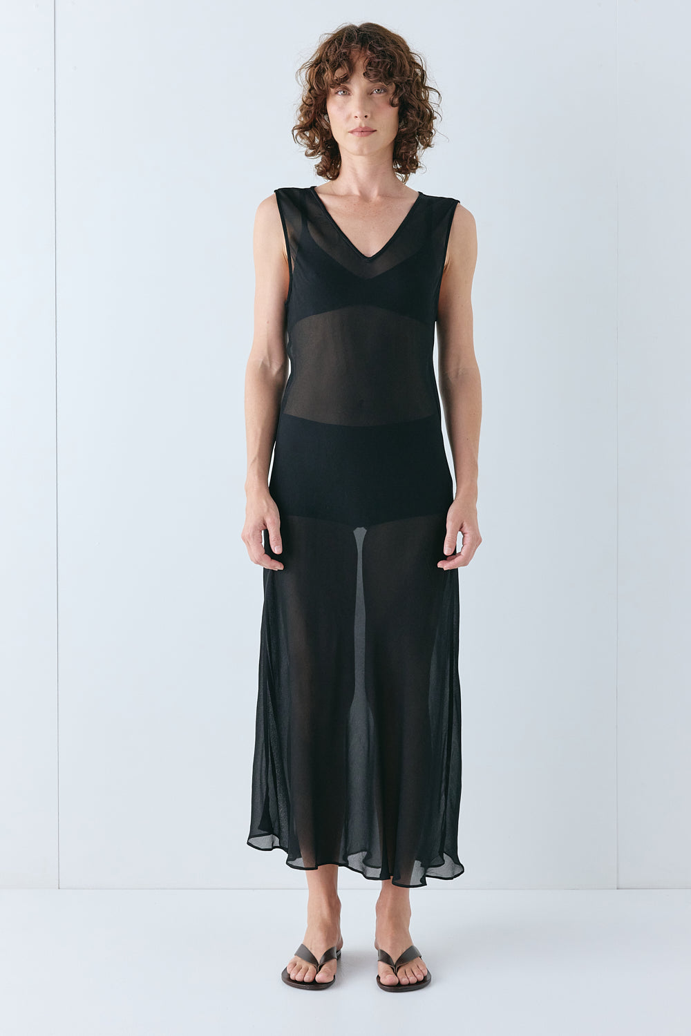 Winona Sheer Midi Dress Black | VRG GRL sale